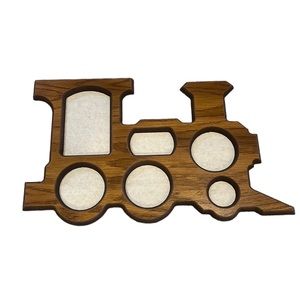 VINTAGE LIVING WATER WOOD WORKS INC WOODEN TRAIN SHAPED PICTURE FRAME BROWN
